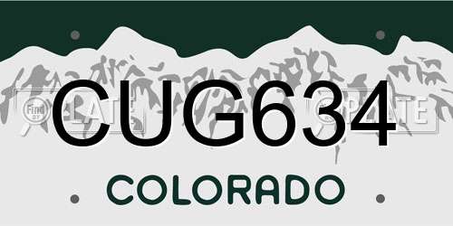 CUG634 Colorado License Plate