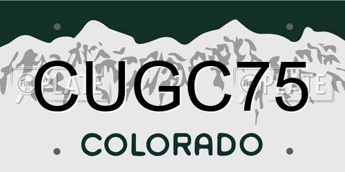 CUGC75 Colorado License Plate