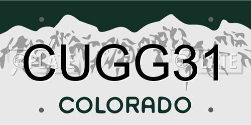 CUGG31 Colorado License Plate