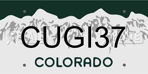 CUGI37 Colorado License Plate