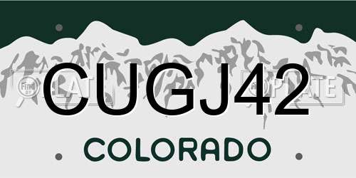 CUGJ42 Colorado License Plate