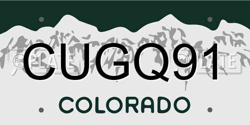 CUGQ91 Colorado License Plate