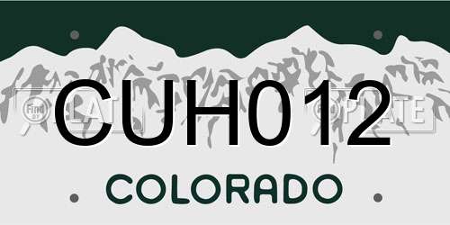 CUH012 Colorado License Plate