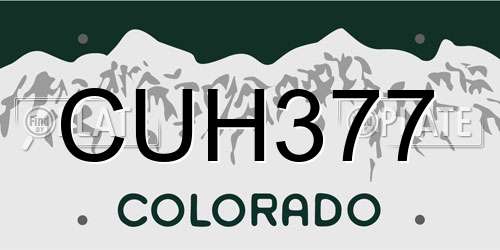CUH377 Colorado License Plate