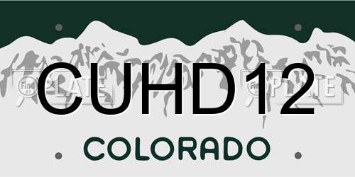 CUHD12 Colorado License Plate