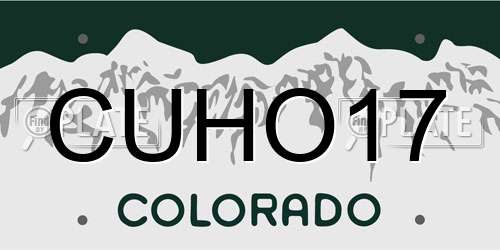 CUHO17 Colorado License Plate