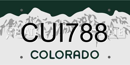 CUI788 Colorado License Plate