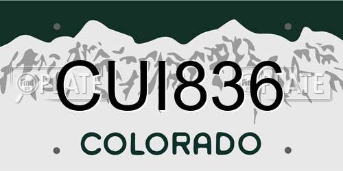 CUI836 Colorado License Plate