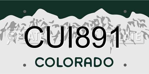CUI891 Colorado License Plate