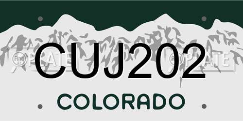 CUJ202 Colorado License Plate