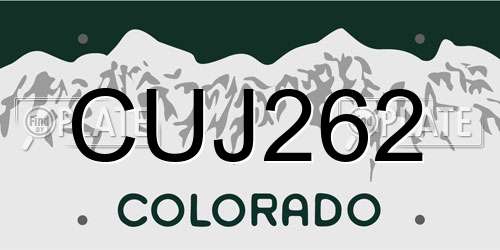 CUJ262 Colorado License Plate