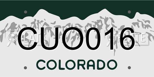 CUO016 Colorado License Plate