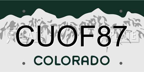 CUOF87 Colorado License Plate