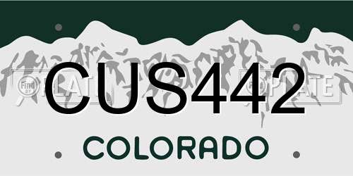 CUS442 Colorado License Plate