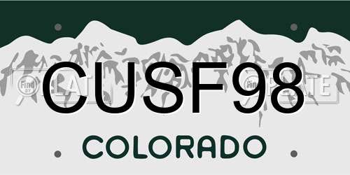 CUSF98 Colorado License Plate