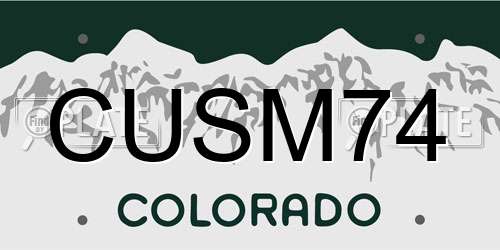 CUSM74 Colorado License Plate