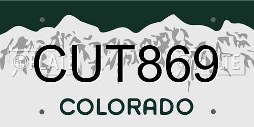 CUT869 Colorado License Plate
