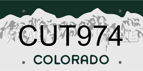 CUT974 Colorado License Plate