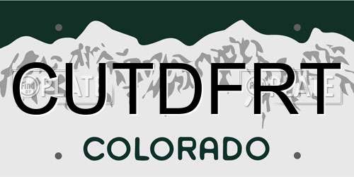 CUTDFRT Colorado License Plate