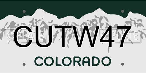 CUTW47 Colorado License Plate