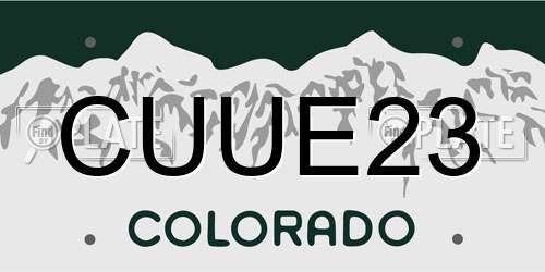 CUUE23 Colorado License Plate