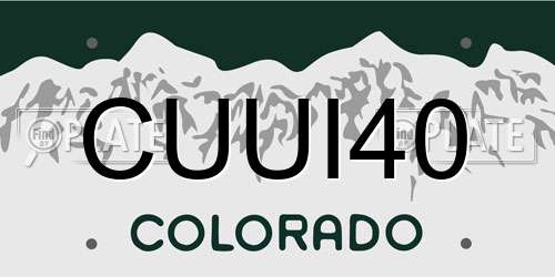 CUUI40 Colorado License Plate