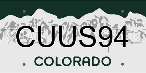 CUUS94 Colorado License Plate