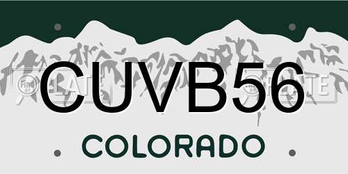 CUVB56 Colorado License Plate