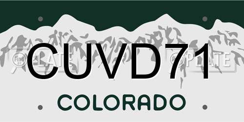 CUVD71 Colorado License Plate