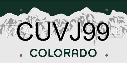 CUVJ99 Colorado License Plate