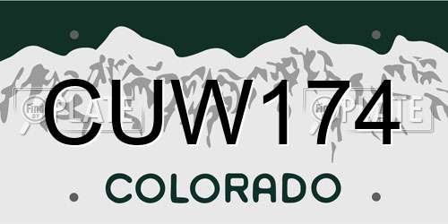CUW174 Colorado License Plate