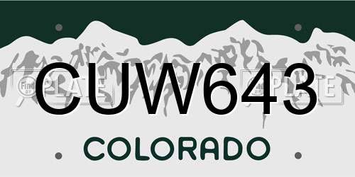 CUW643 Colorado License Plate