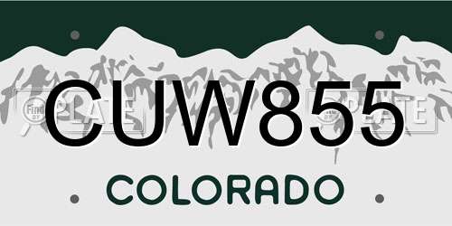 CUW855 Colorado License Plate