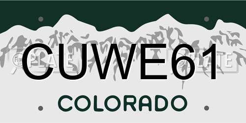 CUWE61 Colorado License Plate