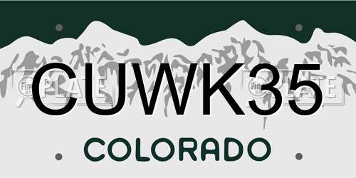 CUWK35 Colorado License Plate