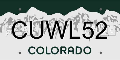 CUWL52 Colorado License Plate