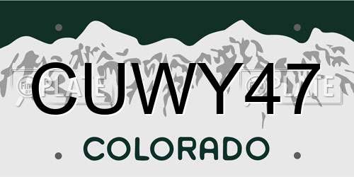CUWY47 Colorado License Plate