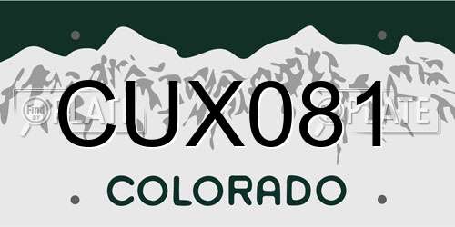 CUX081 Colorado License Plate