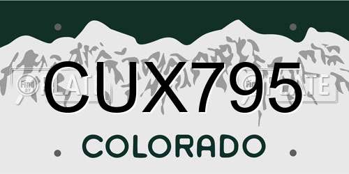 CUX795 Colorado License Plate