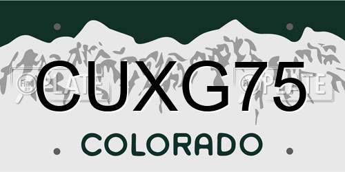 CUXG75 Colorado License Plate
