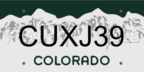CUXJ39 Colorado License Plate