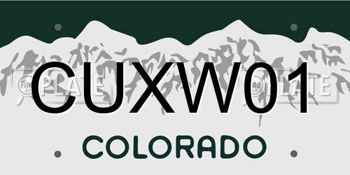CUXW01 Colorado License Plate
