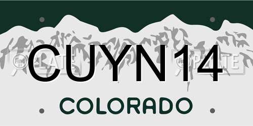 CUYN14 Colorado License Plate