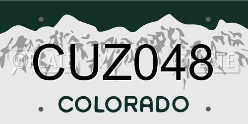 CUZ048 Colorado License Plate