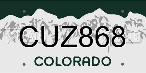 CUZ868 Colorado License Plate