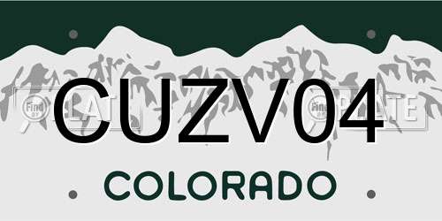 CUZV04 Colorado License Plate