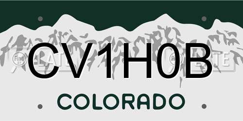 CV1H0B Colorado License Plate