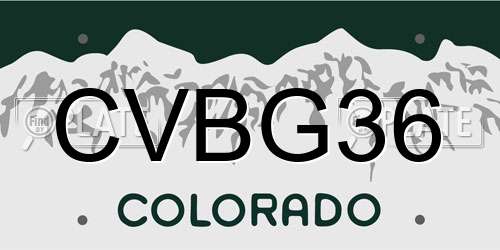 CVBG36 Colorado License Plate