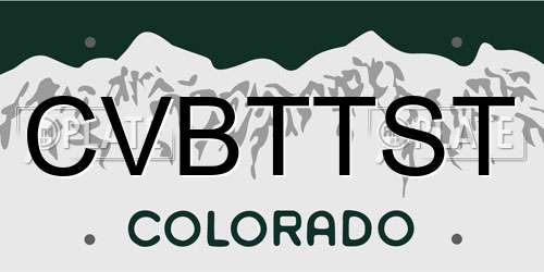 CVBTTST Colorado License Plate