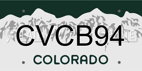 CVCB94 Colorado License Plate